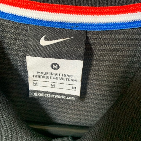 Nike Victory Performance Polo USA Black w Gray Stripe Med Short Sleeve - Picture 3 of 5